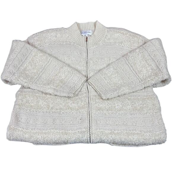 Jones New York Sport Hand Knit Mohair Wool Sweater S Long Cardigan Cream Zip - Picture 4 of 9